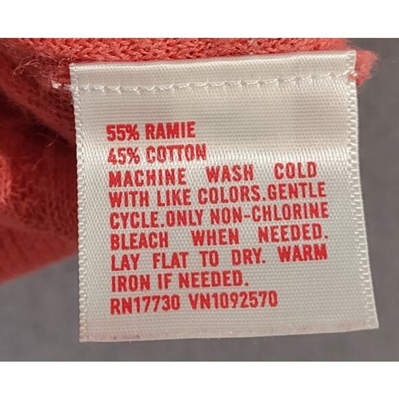 Y2K Ribbed V-Neck Cardigan Short Sleeve Orange Large EUC Vintage - Picture 7 of 7